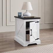 Modern Farmhouse Nightstand with Barn Door & Adjustable Shelf