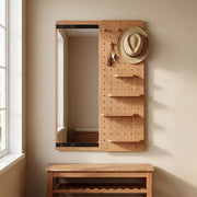 Wall-Mounted Full Length Mirror with Hidden Pegboard Storage