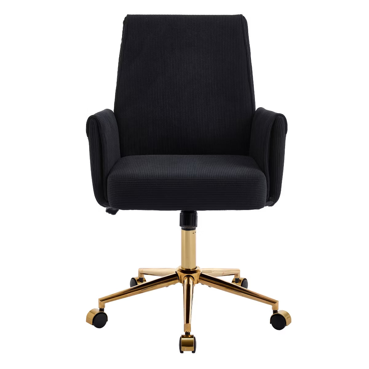 Ergonomic Fabric Office Chair with Lumbar Support, Gold Base & Adjustable Height