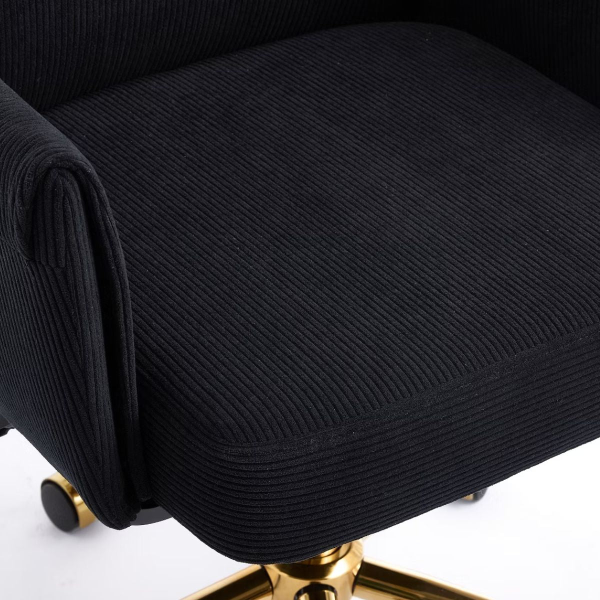 Ergonomic Fabric Office Chair with Lumbar Support, Gold Base & Adjustable Height