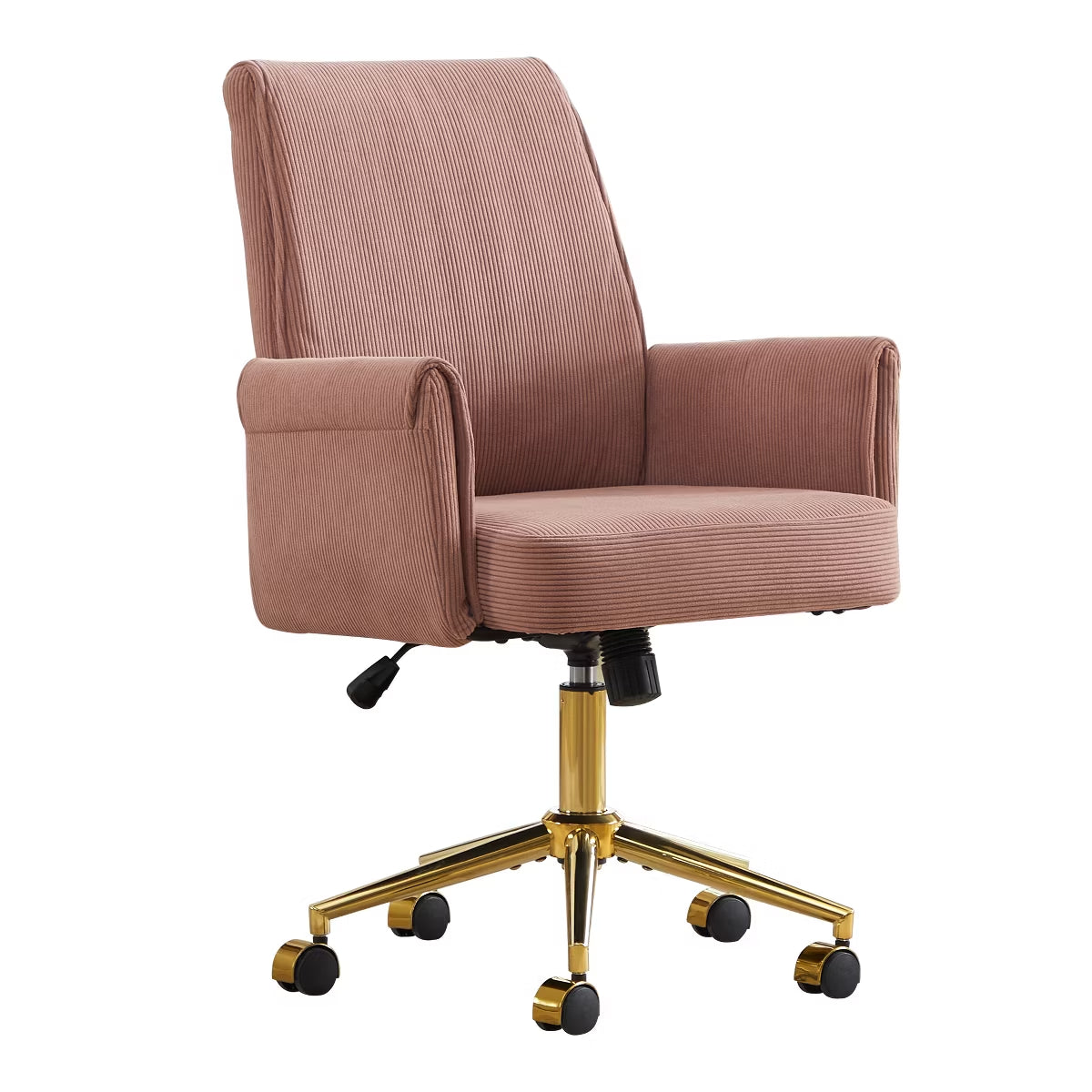 Ergonomic Fabric Office Chair with Lumbar Support, Gold Base & Adjustable Height