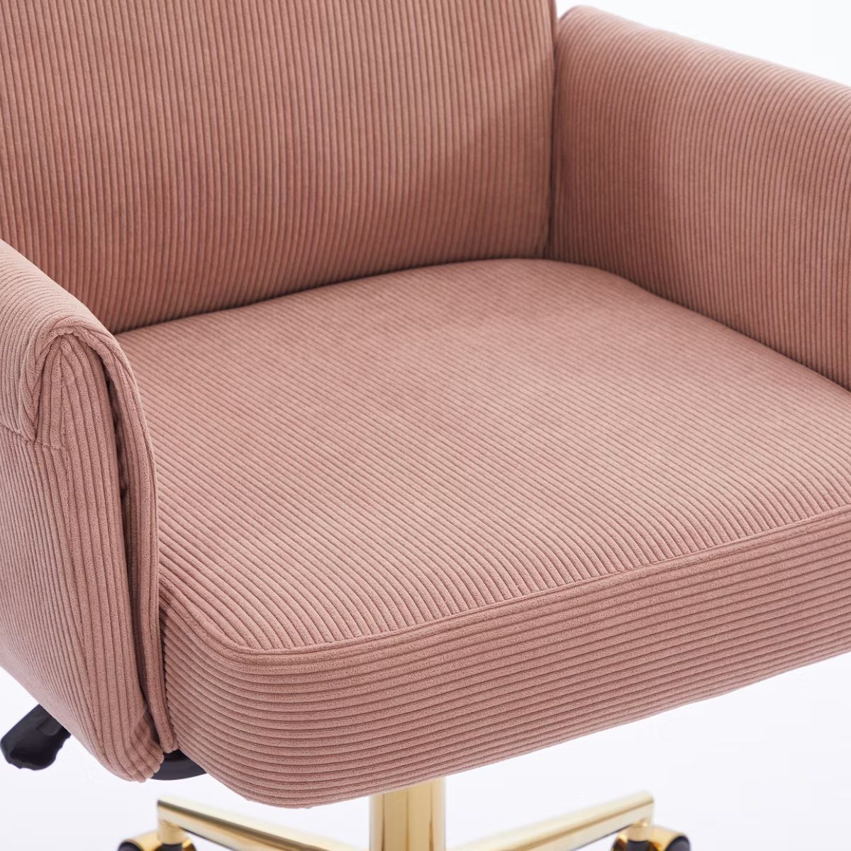 Ergonomic Fabric Office Chair with Lumbar Support, Gold Base & Adjustable Height