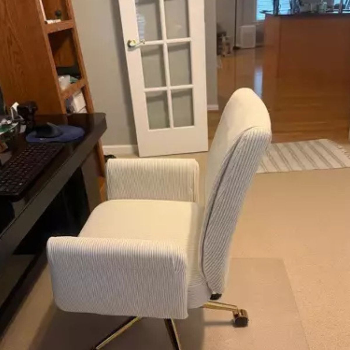 Ergonomic Fabric Office Chair with Lumbar Support, Gold Base & Adjustable Height