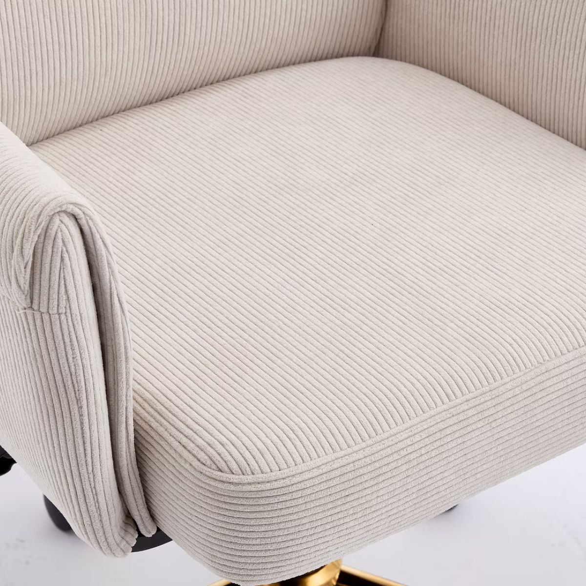 Ergonomic Fabric Office Chair with Lumbar Support, Gold Base & Adjustable Height