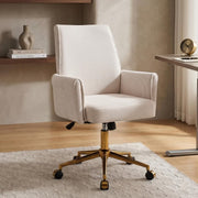 Ergonomic Fabric Office Chair with Lumbar Support, Gold Base & Adjustable Height