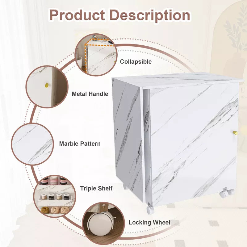 4-in-1 Folding Sewing Table: Rolling Craft Station & Workstation Desk