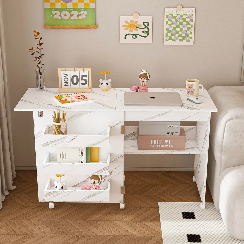 4-in-1 Folding Sewing Table: Rolling Craft Station & Workstation Desk