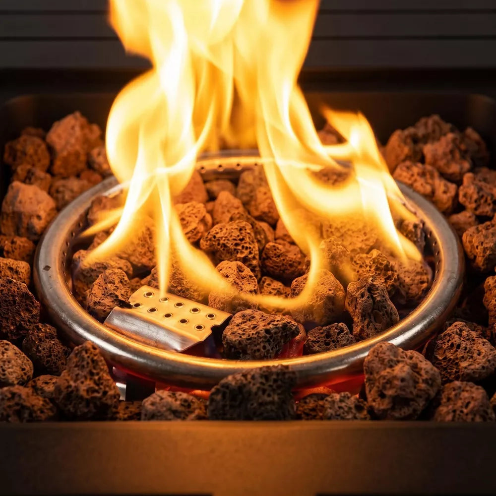 28-Inch Square Propane Fire Pit: 50,000 BTU Outdoor Steel Table