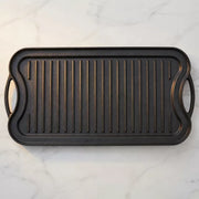 Pre-Seasoned Cast Iron Reversible Grill Griddle, Dual-Sided Indoor Outdoor Cooktop