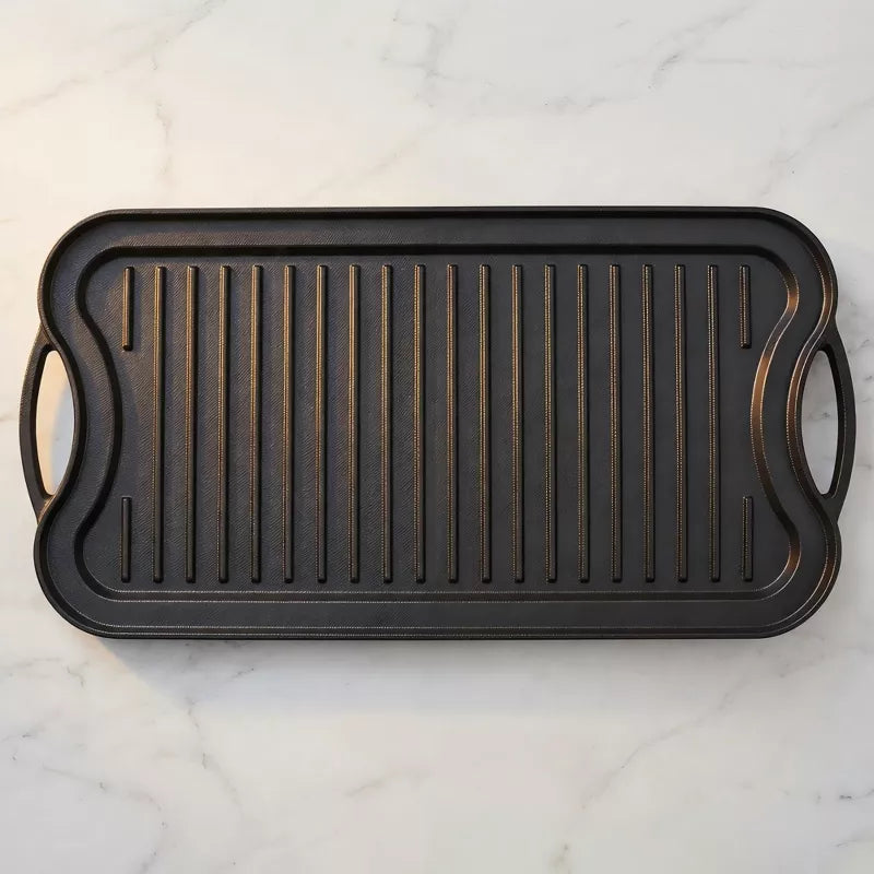 Pre-Seasoned Cast Iron Reversible Grill Griddle, Dual-Sided Indoor Outdoor Cooktop