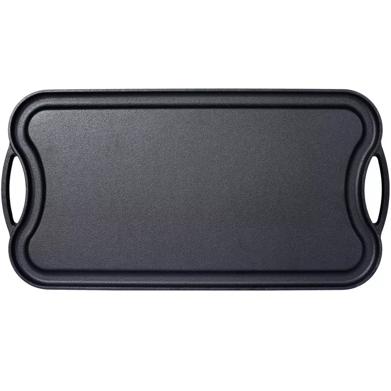 Pre-Seasoned Cast Iron Reversible Grill Griddle, Dual-Sided Indoor Outdoor Cooktop