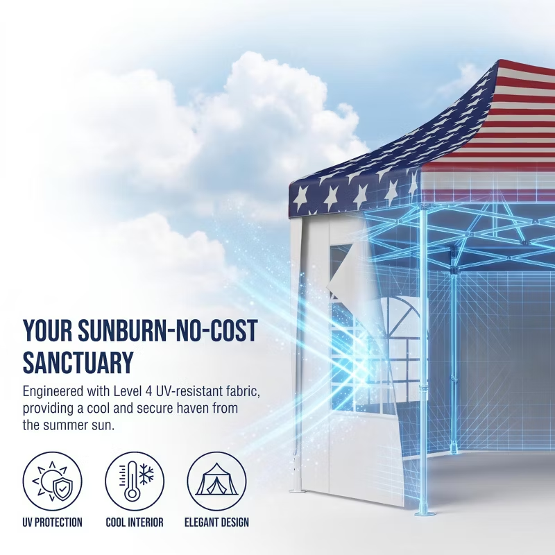Heavy Duty 22.3x16.4 Patriotic Party Tent. American Flag Canopy with Windows for Backyard BBQ - Summer Events ,Wedding Events