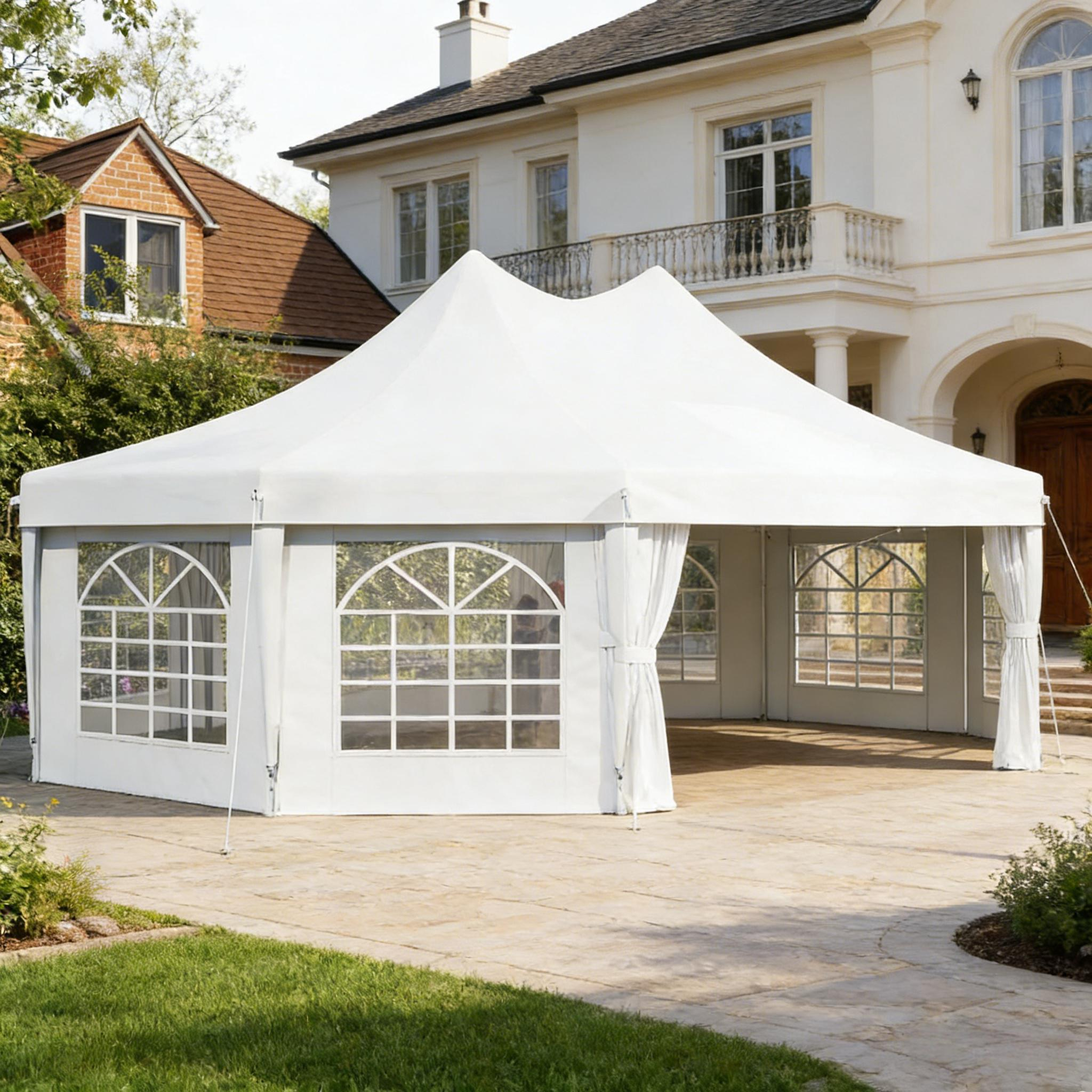 Heavy Duty 22.3x16.4 Patriotic Party Tent. American Flag Canopy with Windows for Backyard BBQ - Summer Events ,Wedding Events