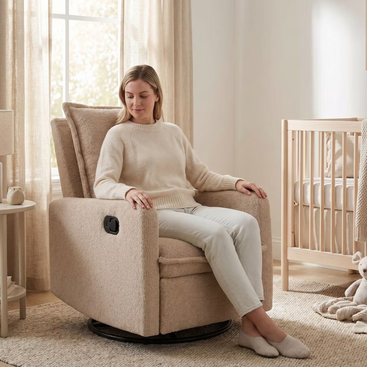 Swivel Rocking Recliner Chair for Nursery with 360° Comfort
