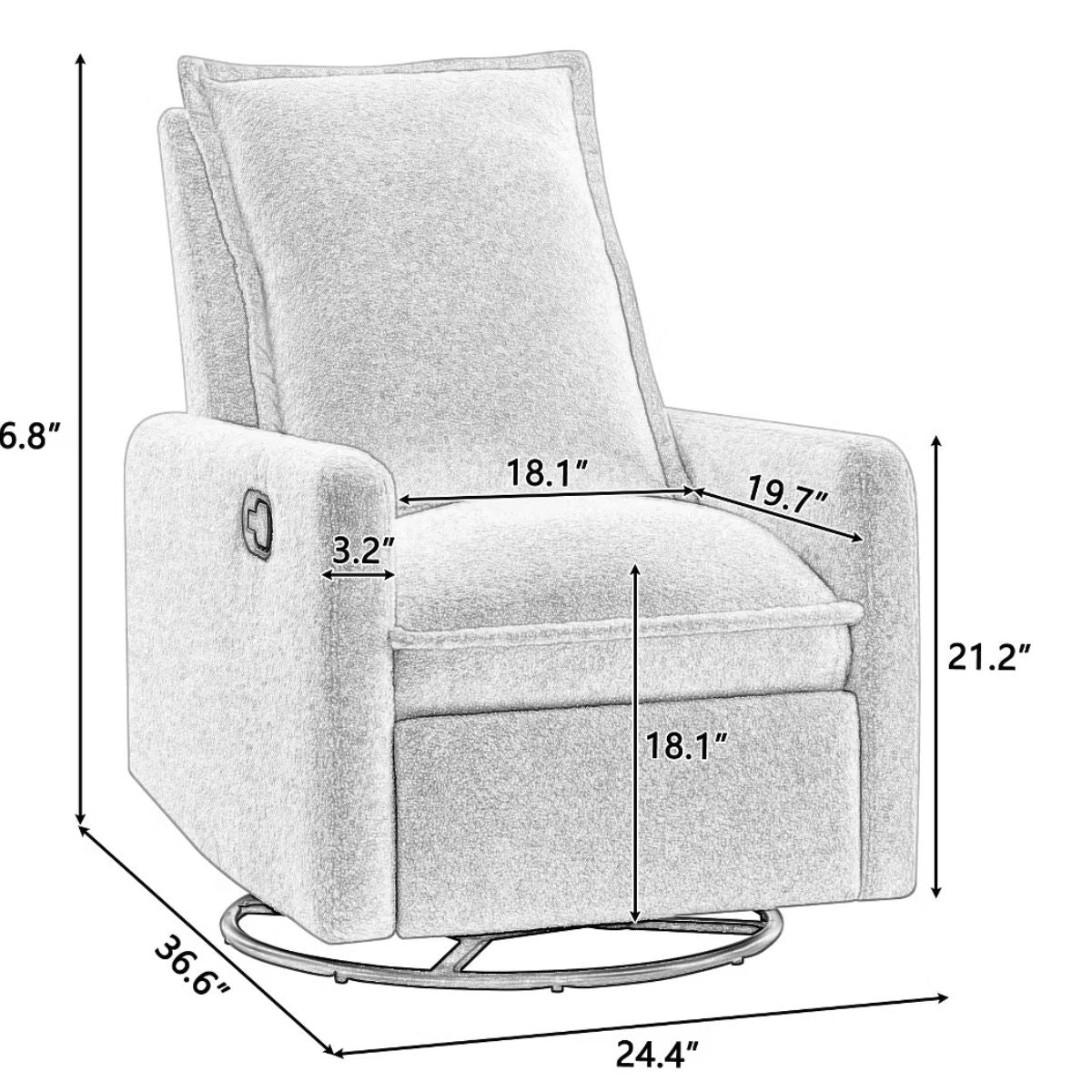Swivel Rocking Recliner Chair for Nursery with 360° Comfort