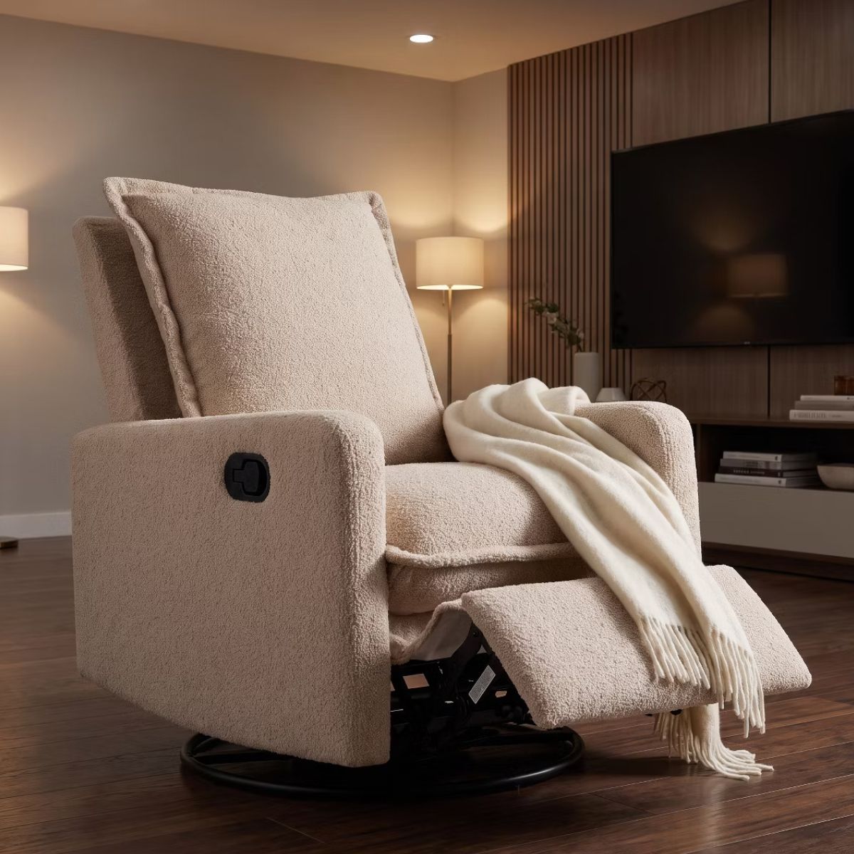 Swivel Rocking Recliner Chair for Nursery with 360° Comfort