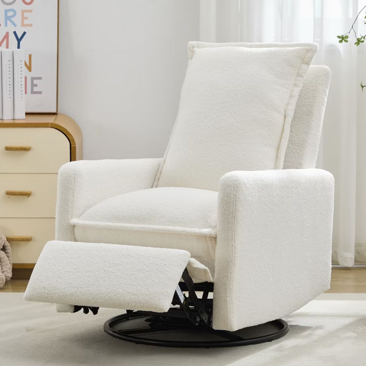 Swivel Rocking Recliner Chair for Nursery with 360° Comfort