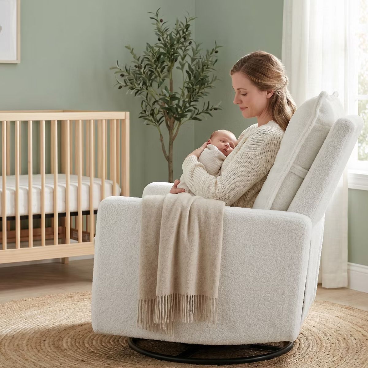 Swivel Rocking Recliner Chair for Nursery with 360° Comfort