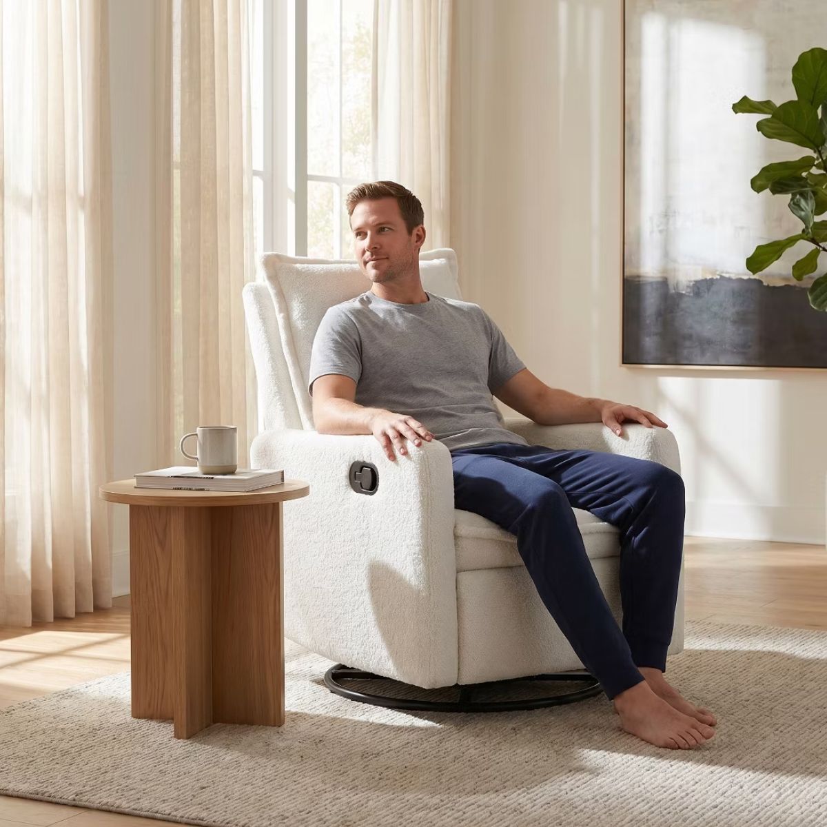 Swivel Rocking Recliner Chair for Nursery with 360° Comfort