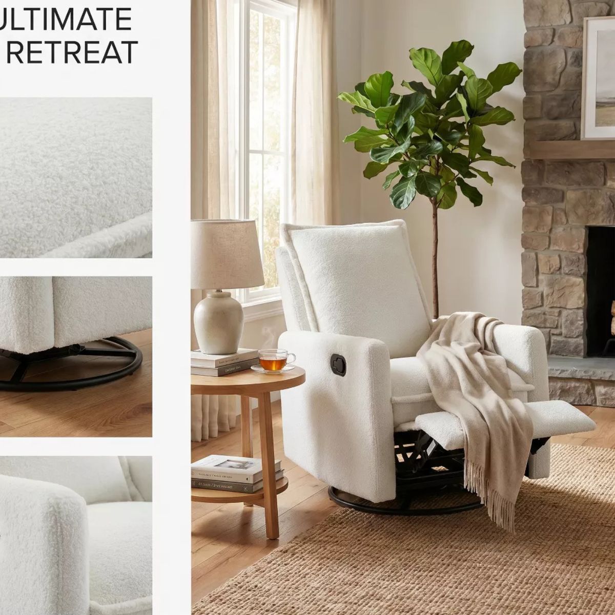 Swivel Rocking Recliner Chair for Nursery with 360° Comfort