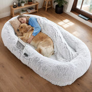 Human Dog Bed - 71" Oversized Washable Faux Fur Bed For Humans & Dogs