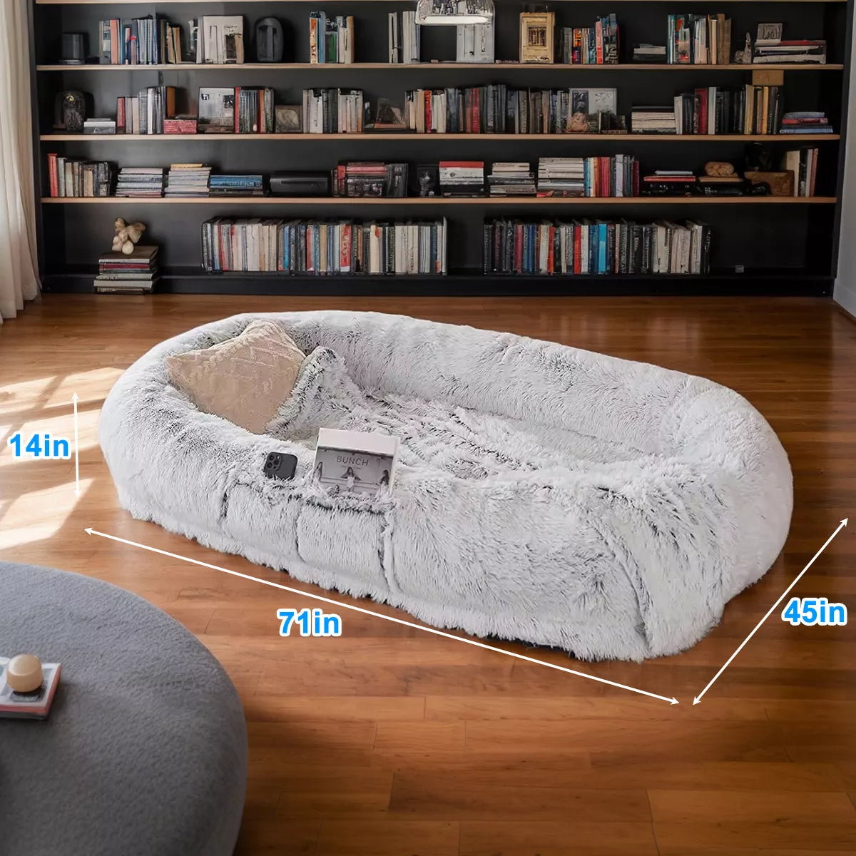 Human Dog Bed 71'' Orthopedic Faux Fur Washable Shared Pet Bed