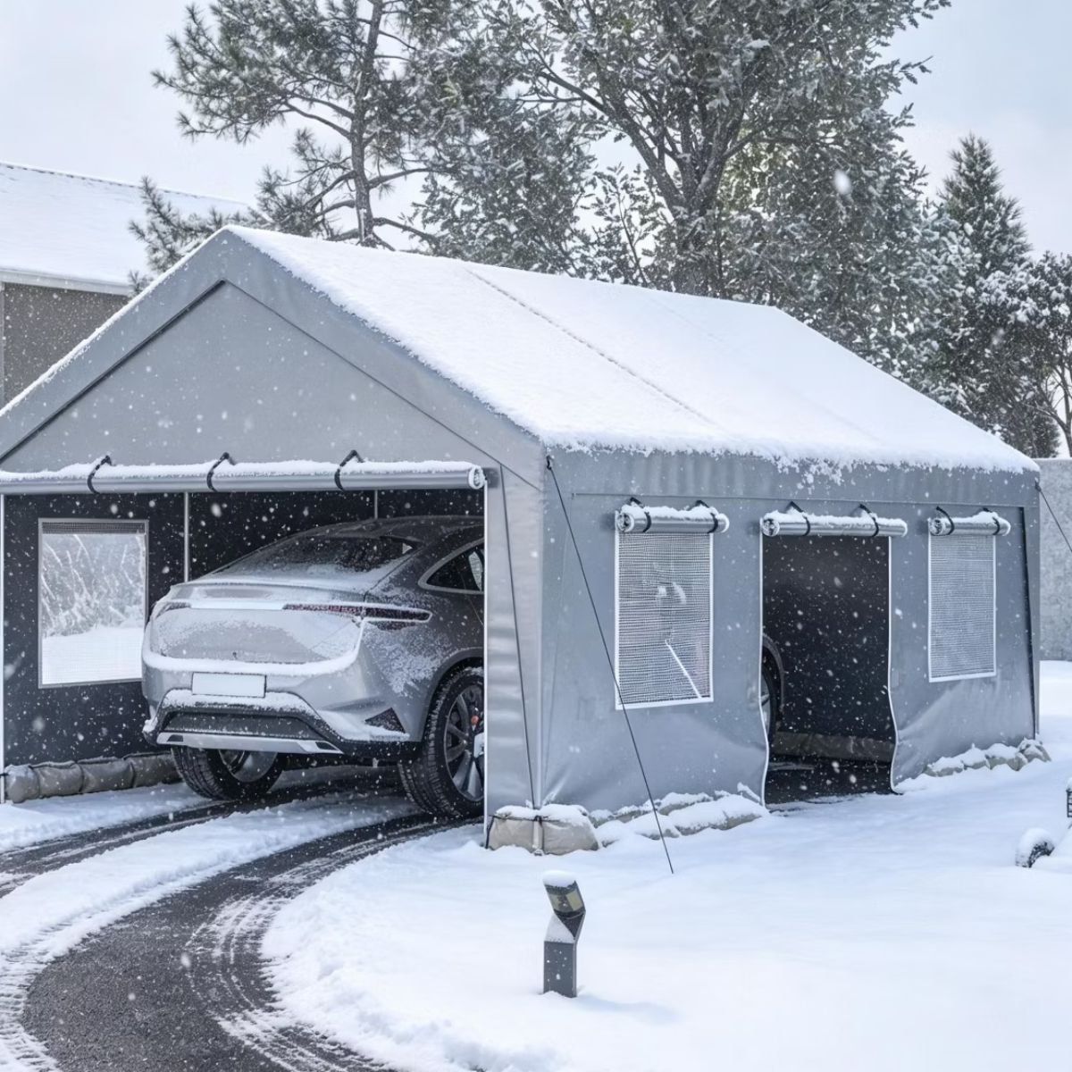 13x20 Heavy Duty Carport Canopy with Dual Roll-Up Doors
