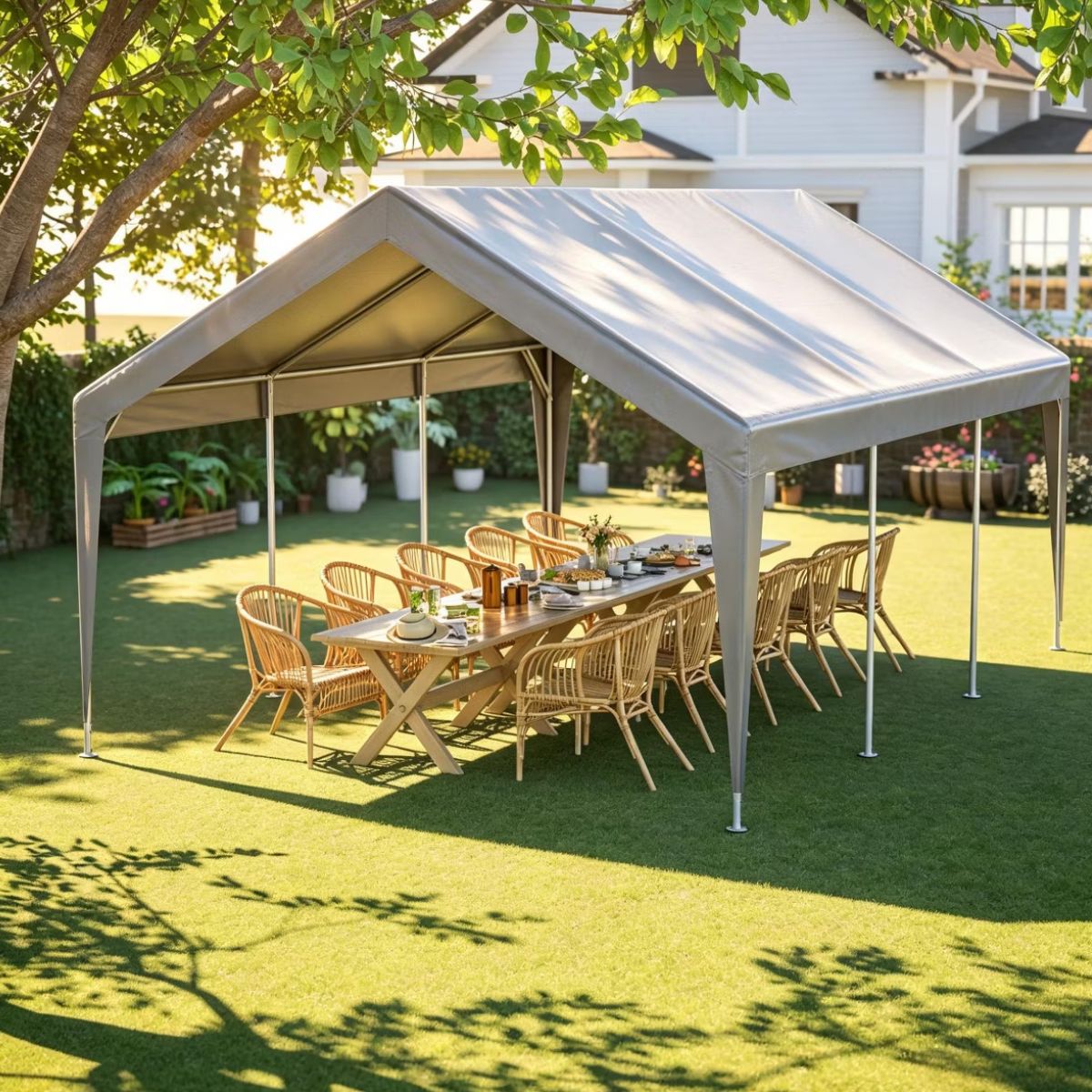 13x20 Heavy Duty Carport Canopy with Dual Roll-Up Doors