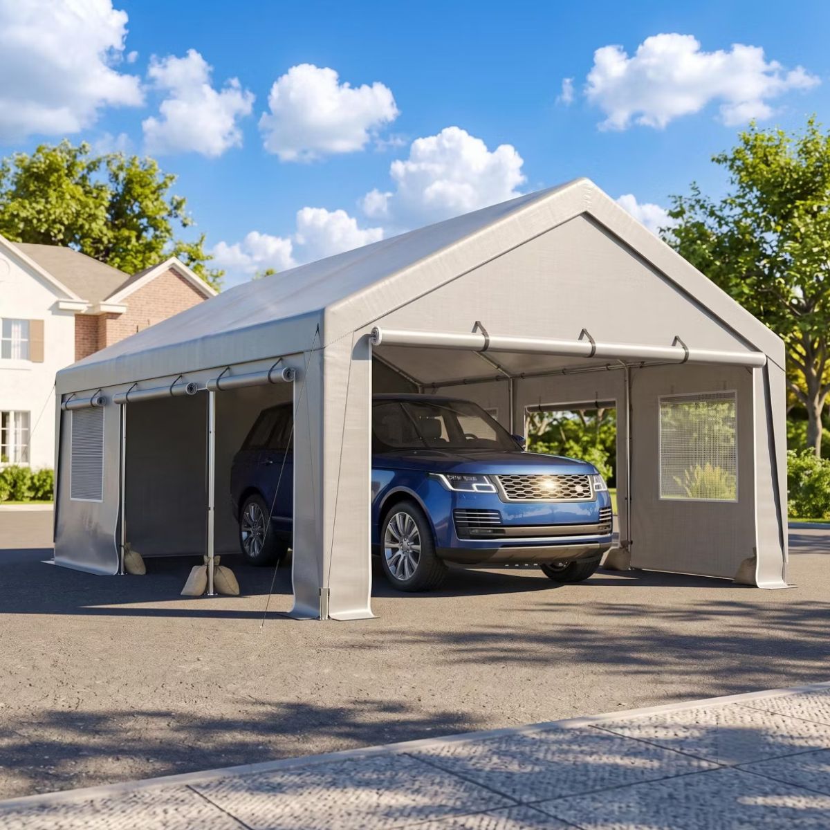 13x20 Heavy Duty Carport Canopy with Dual Roll-Up Doors