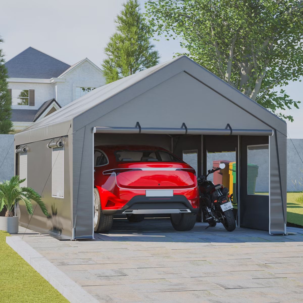 13x20 Heavy Duty Carport Canopy with Dual Roll-Up Doors