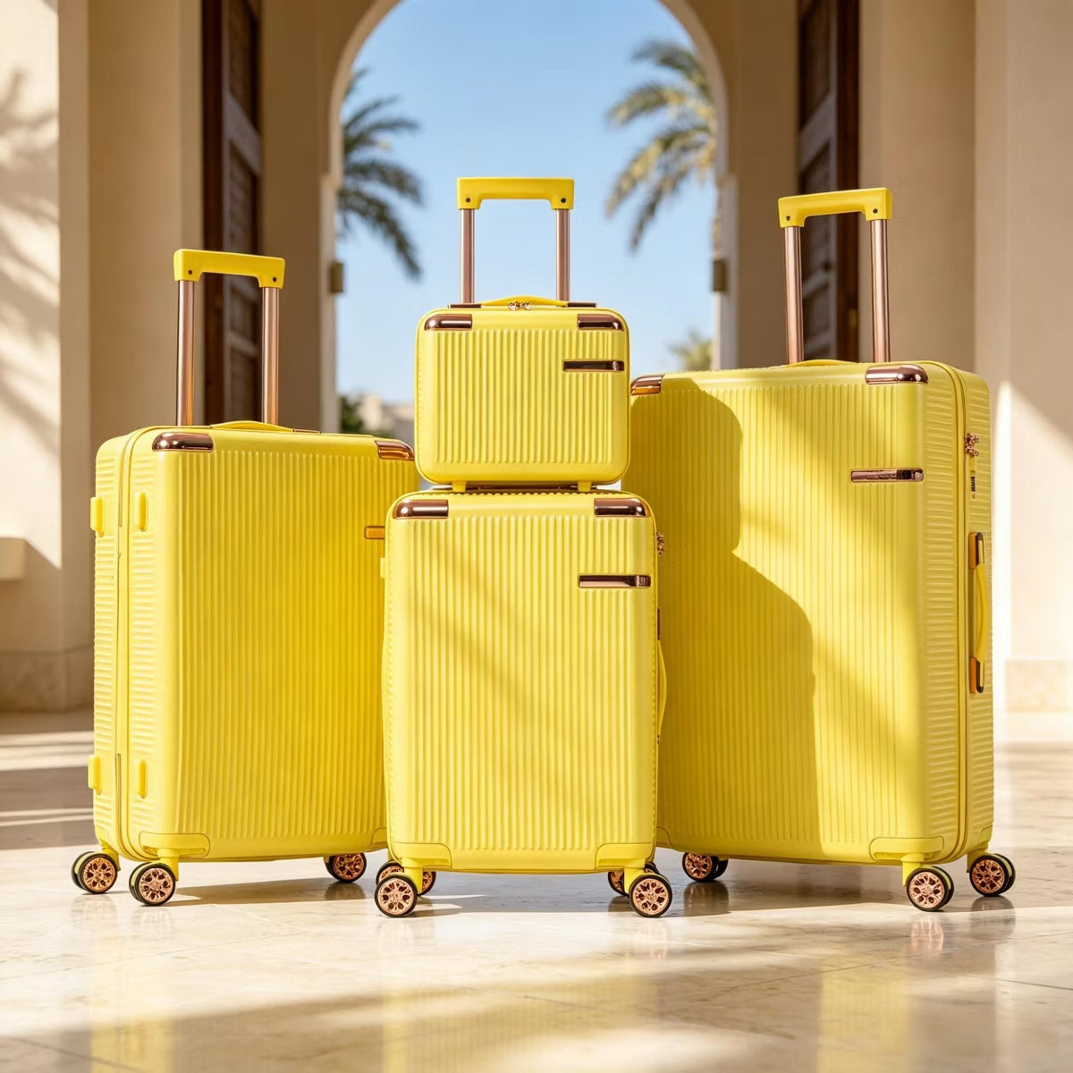 Hardside Spinner Luggage Set with 4 Pieces, Lightweight Scratch Resistant Travel Suitcases
