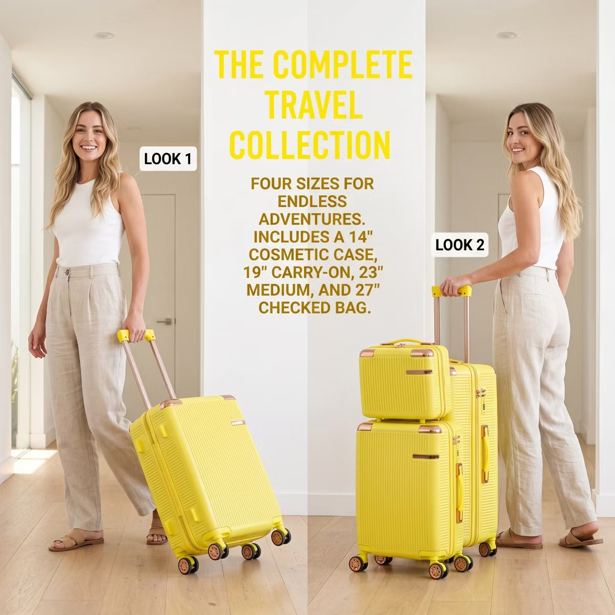 Hardside Spinner Luggage Set with 4 Pieces, Lightweight Scratch Resistant Travel Suitcases