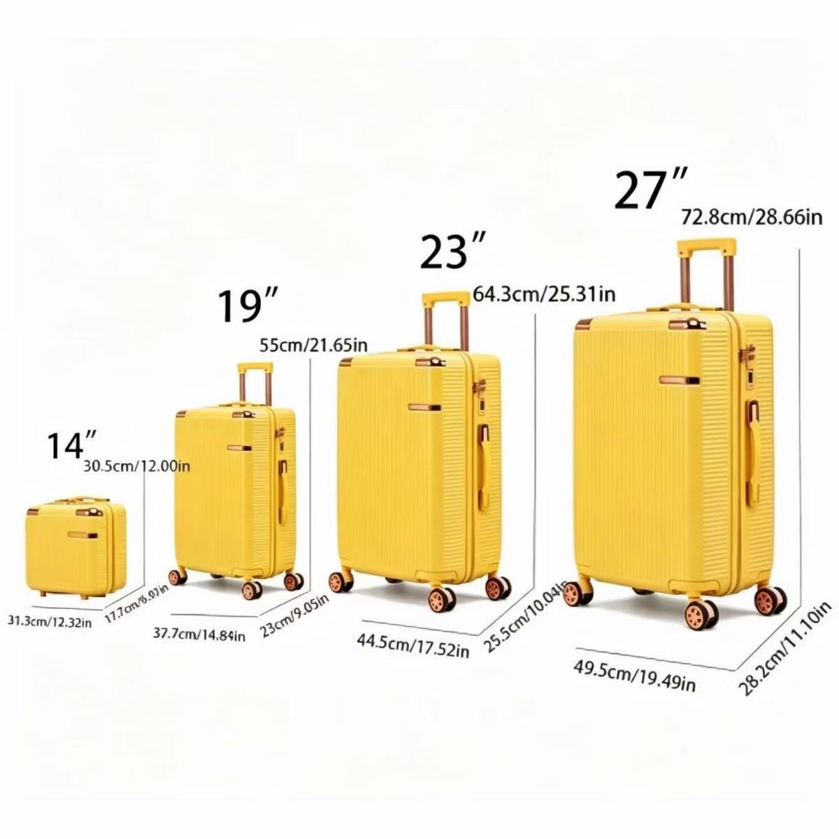 Hardside Spinner Luggage Set with 4 Pieces, Lightweight Scratch Resistant Travel Suitcases