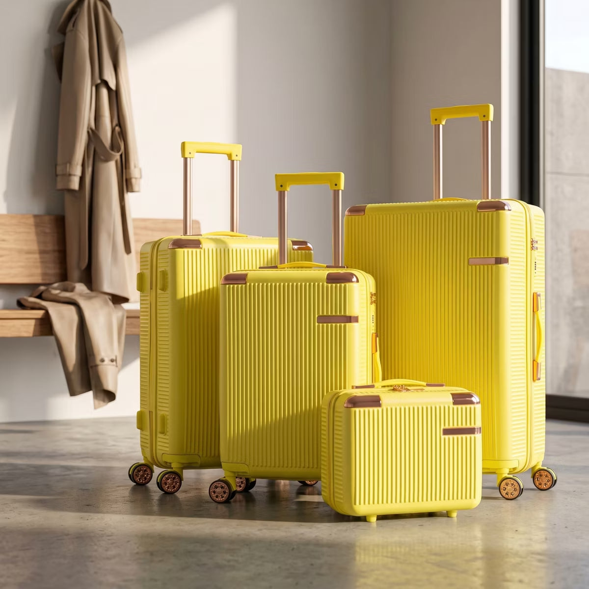 Hardside Spinner Luggage Set with 4 Pieces, Lightweight Scratch Resistant Travel Suitcases