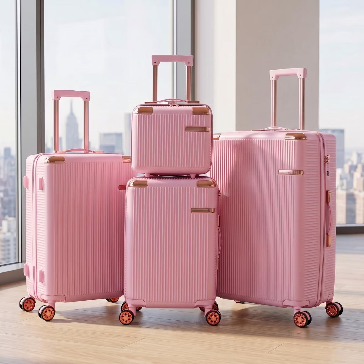 Hardside Spinner Luggage Set with 4 Pieces, Lightweight Scratch Resistant Travel Suitcases