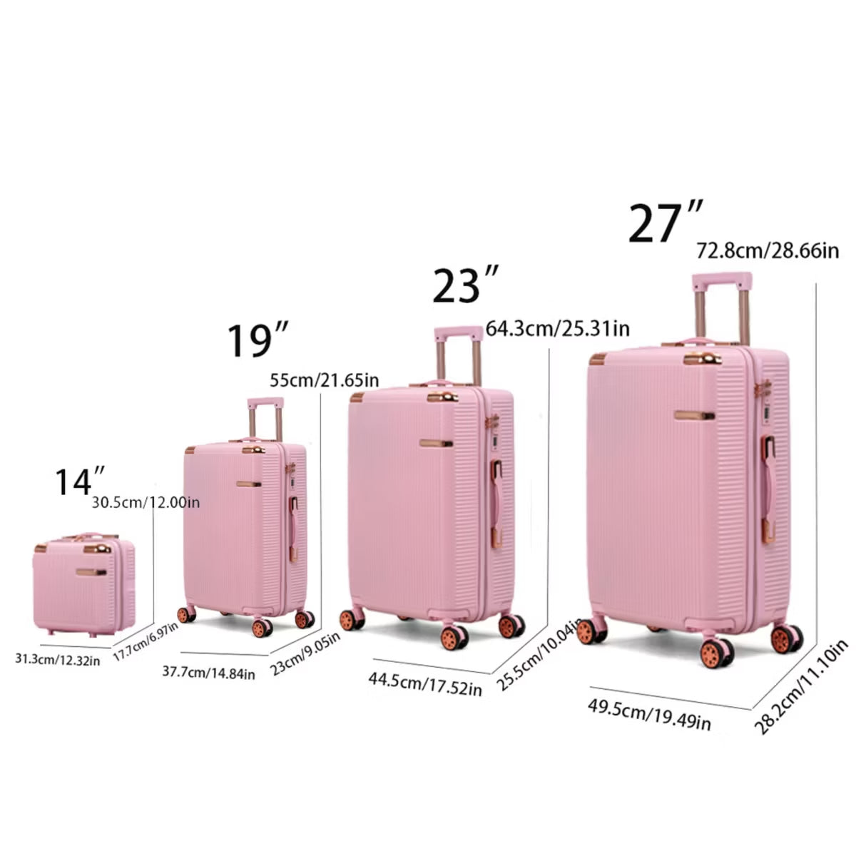 Hardside Spinner Luggage Set with 4 Pieces, Lightweight Scratch Resistant Travel Suitcases