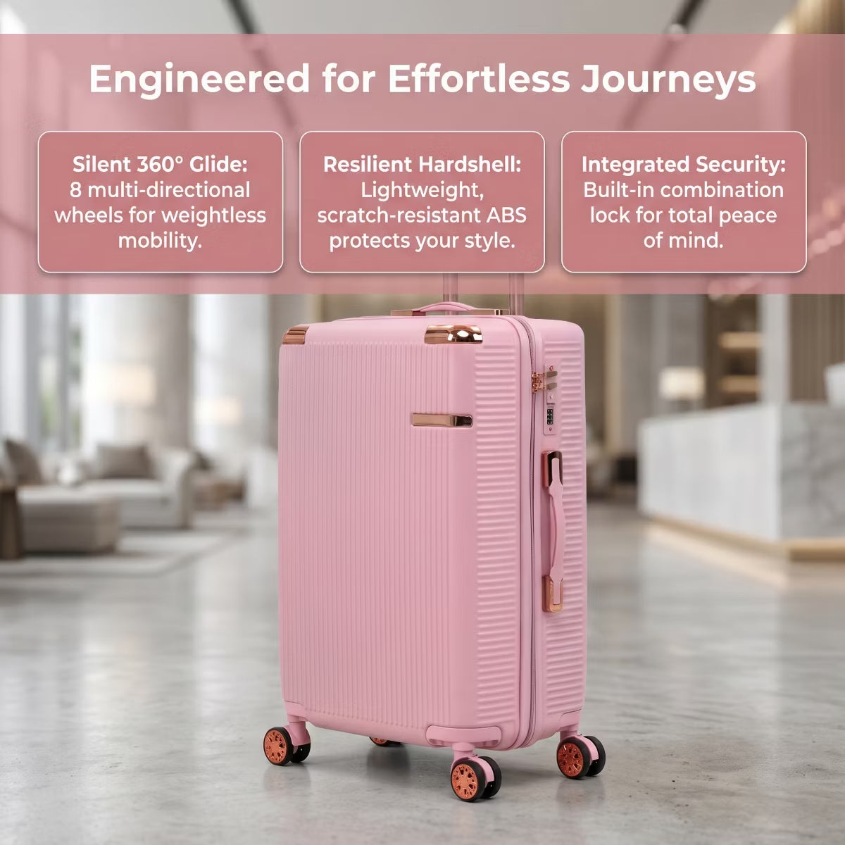Hardside Spinner Luggage Set with 4 Pieces, Lightweight Scratch Resistant Travel Suitcases