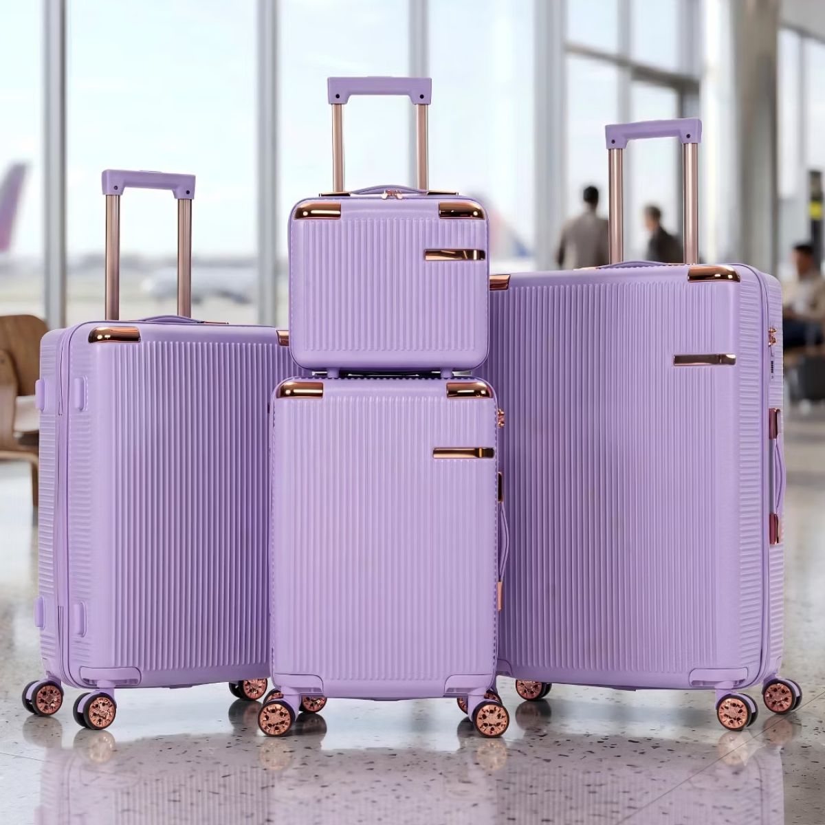 Hardside Spinner Luggage Set with 4 Pieces, Lightweight Scratch Resistant Travel Suitcases
