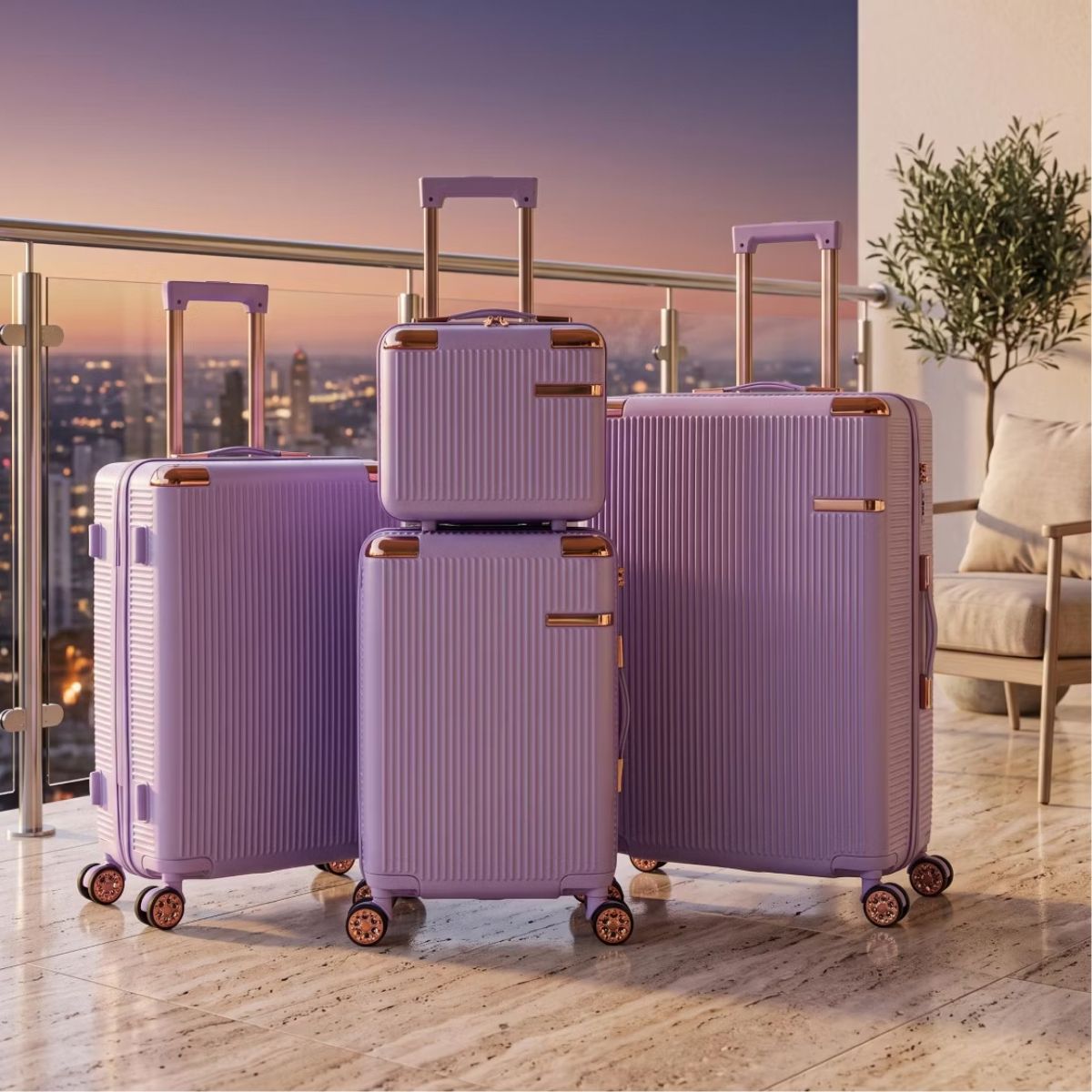 Hardside Spinner Luggage Set with 4 Pieces, Lightweight Scratch Resistant Travel Suitcases