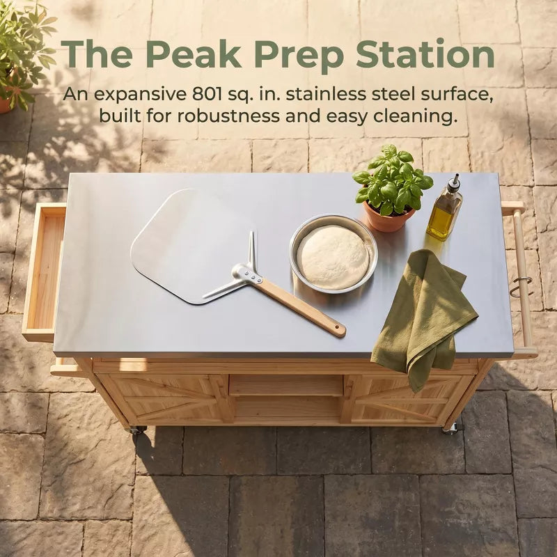 Outdoor Kitchen Island Stainless Steel Grill Prep Table BBQ Cart with Wheels