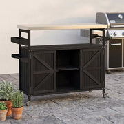 Outdoor Kitchen Island Stainless Steel Grill Prep Table BBQ Cart with Wheels