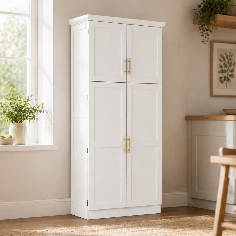 Freestanding Kitchen Pantry Cabinet with 8 Pull-Out Trays