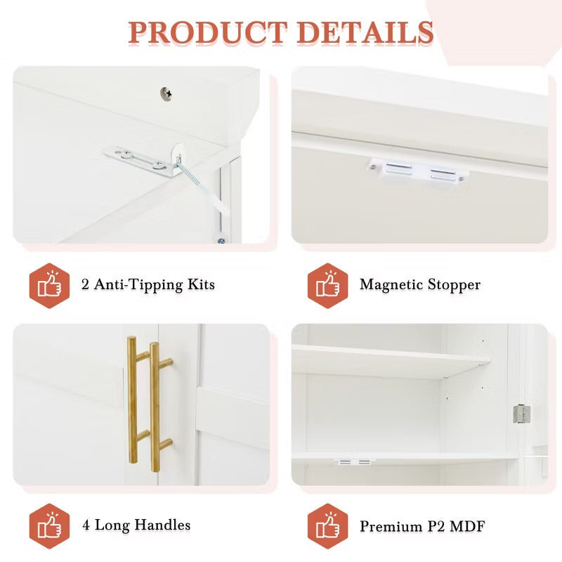 Freestanding Kitchen Pantry Cabinet with 8 Pull-Out Trays
