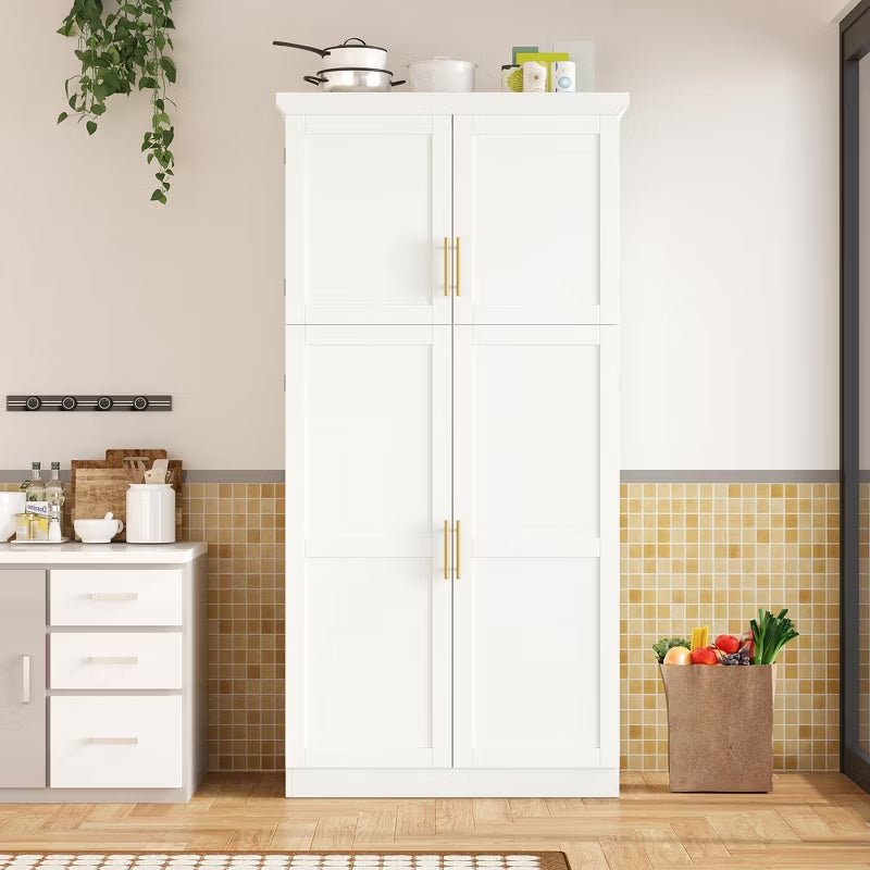 Freestanding Kitchen Pantry Cabinet with 8 Pull-Out Trays