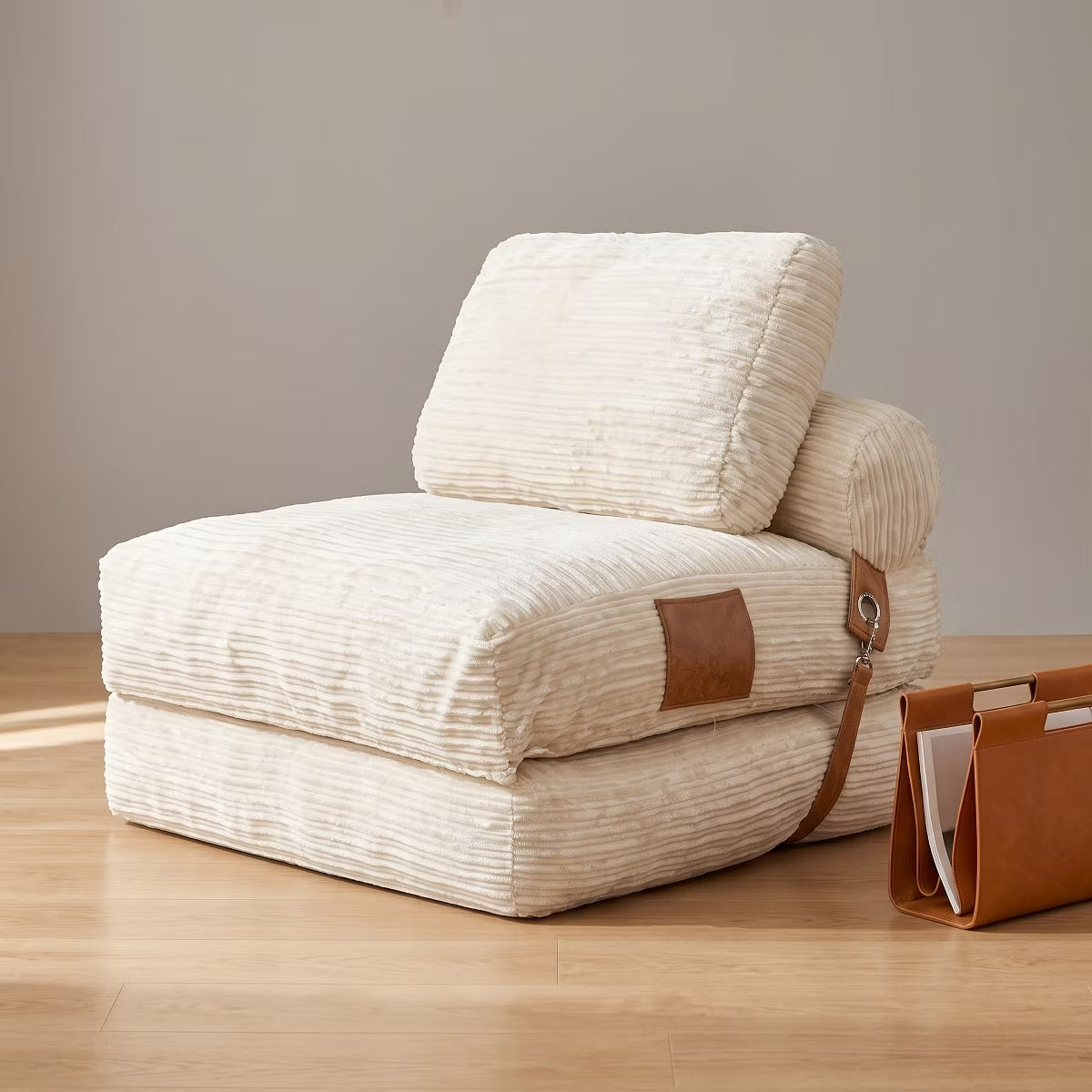 Convertible Sleeper Chair, 3-in-1 Corduroy Fold-Out Guest Bed for Small Spaces