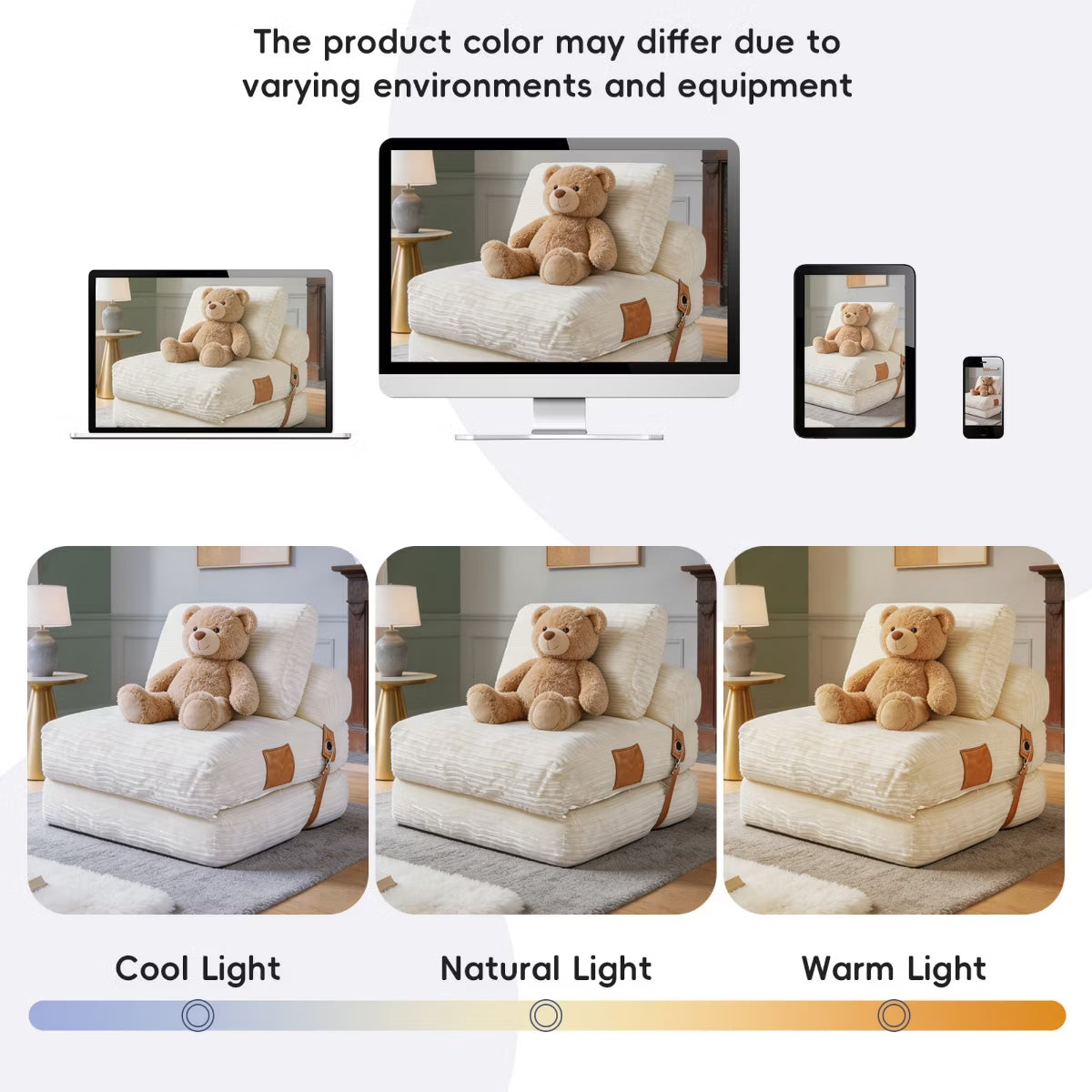 Convertible Sleeper Chair, 3-in-1 Corduroy Fold-Out Guest Bed for Small Spaces