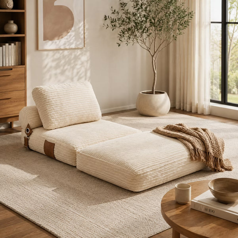 Convertible Sleeper Chair, 3-in-1 Corduroy Fold-Out Guest Bed for Small Spaces