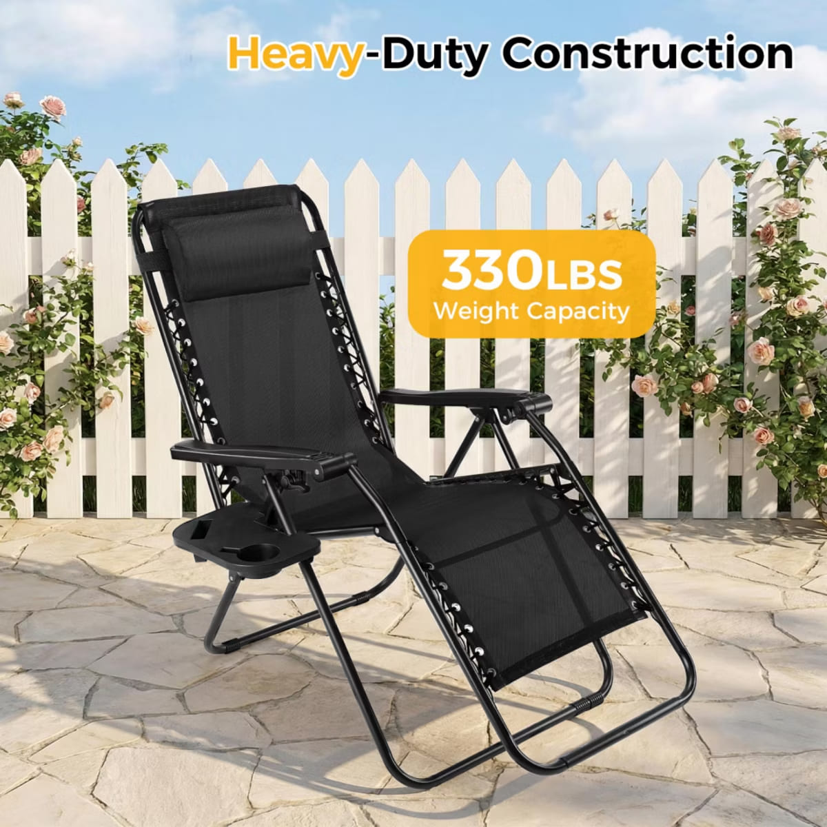 Zero Gravity Chairs with Adjustable Recline & 330-Lb Support