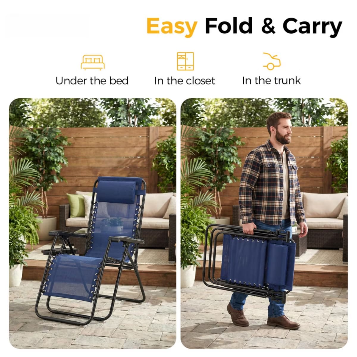 Zero Gravity Chairs with Adjustable Recline & 330-Lb Support