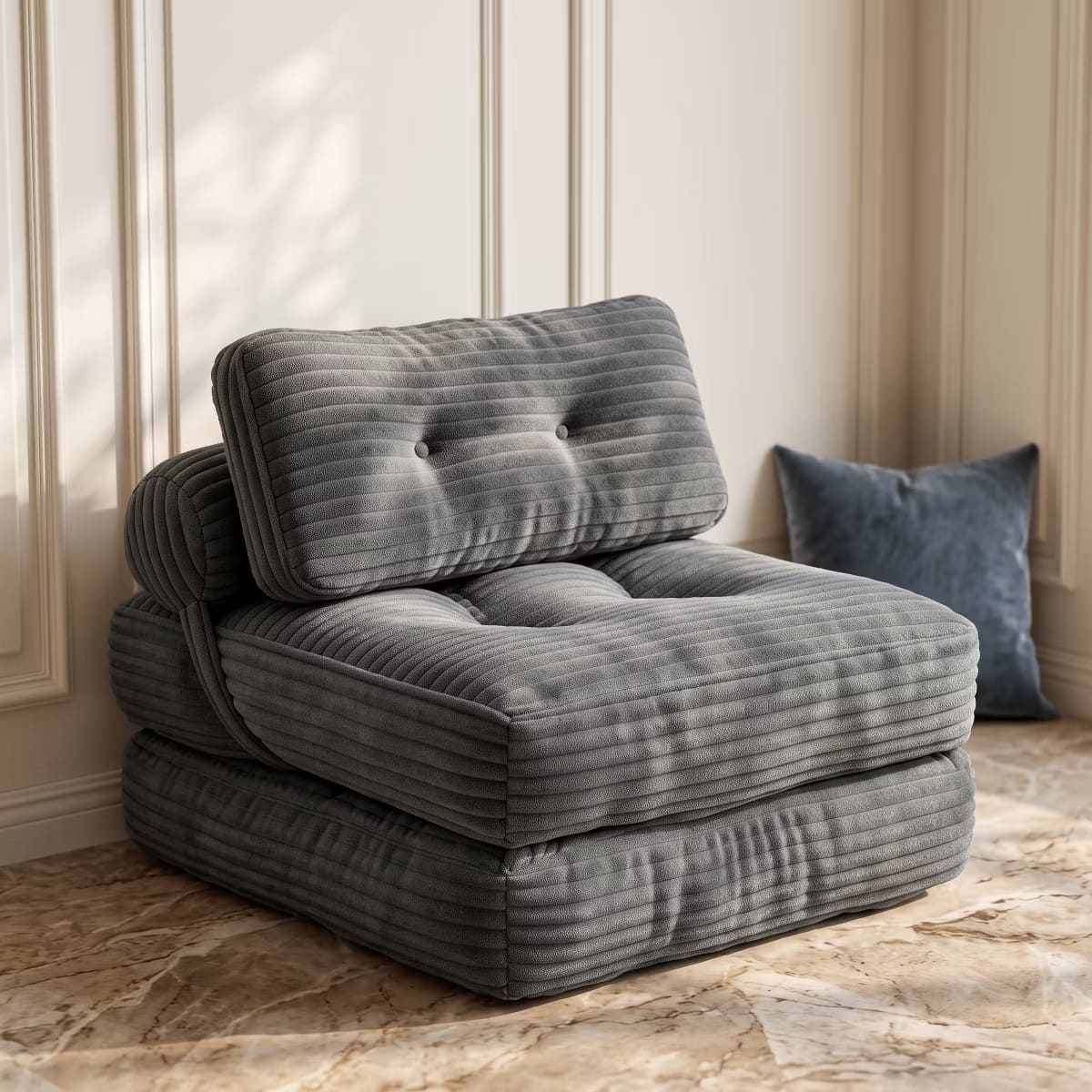 Convertible Sleeper Sofa, 3-in-1 Floor Lounger with Plush Corduroy Comfort